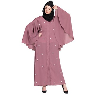 Front open  Dubai Kaftan with Butterfly sleeve- Puce pink
